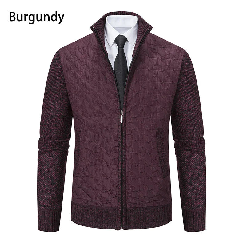 Premium winter jacket in slim-fit design with stand-up collar and long sleeves made of high-quality chenille fabric