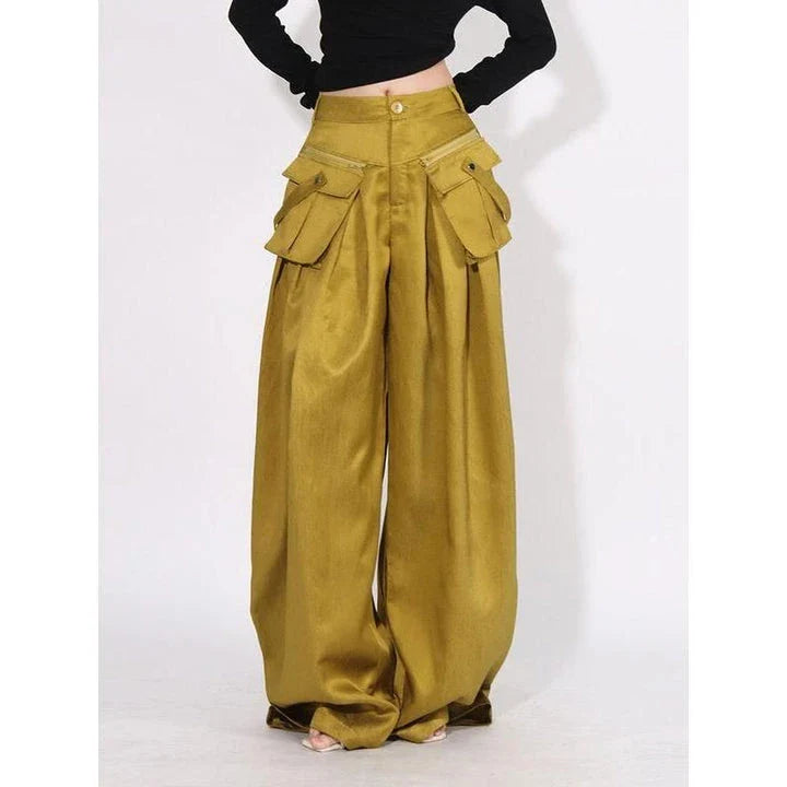 Stylish high-waist wide-leg trousers in a solid color, perfect for versatile Kiwi wardrobes