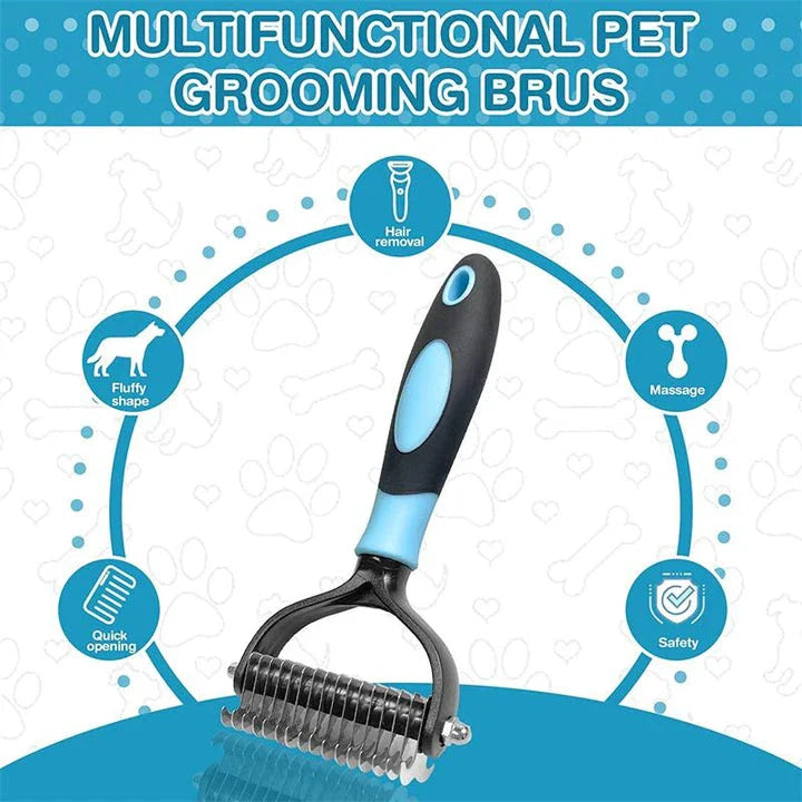 Professional stainless steel dog grooming comb with ergonomic design for removing loose hair, debris, and tangles from your pup's coat