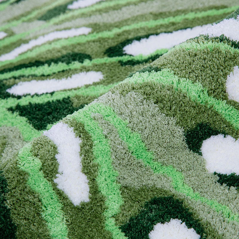 Tropical Monstera Leaf Tufted Rug with unique irregular leaf design and soft, comfortable texture