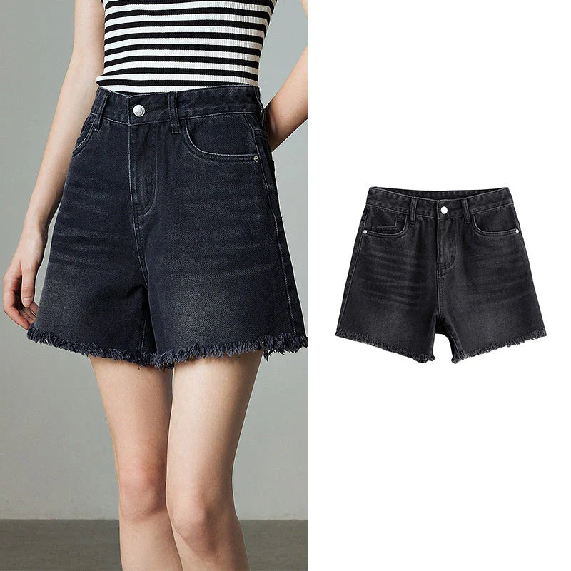 Premium high-waisted denim shorts with playful tassel detailing, perfect for summer outings in New Zealand