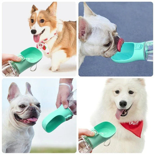 Versatile pet water bottle with 350ml or 550ml capacity, made of BPA-free materials and available in white, green, or pink colours