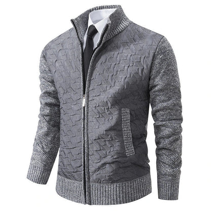 Premium winter jacket in slim-fit design with stand-up collar and long sleeves made of high-quality chenille fabric