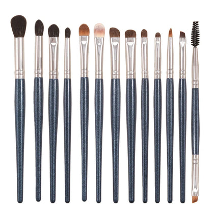 Premium 13-piece eye makeup brush set with a blend of natural and synthetic bristles for precise application of powders, liquids, and creams.