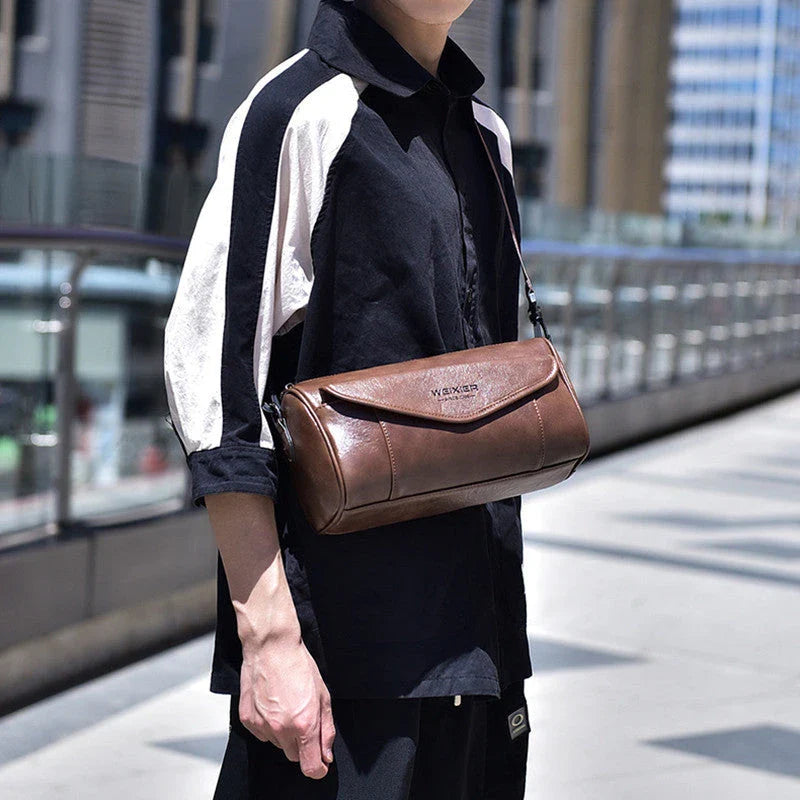 Versatile men's crossbody bag in black and brown colors with adjustable strap and multiple compartments for everyday use