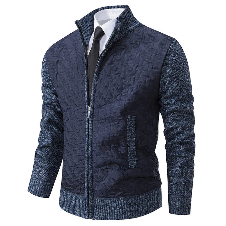 Premium winter jacket in slim-fit design with stand-up collar and long sleeves made of high-quality chenille fabric