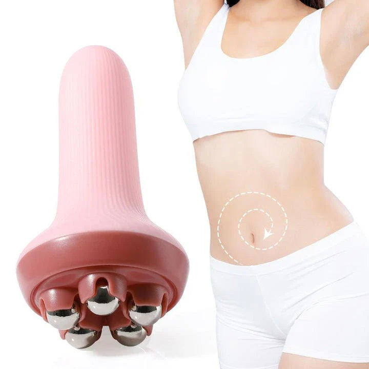 Versatile Handheld Massage Roller with five rotating balls for targeted body contouring and cellulite reduction