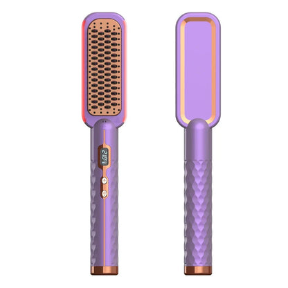 2-in-1 Hot Comb and Straightening Brush for achieving sleek, straight hair or perfect curls