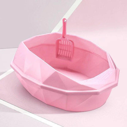 Stylish and functional crystal-shaped cat toilet with semi-enclosed design for odour control and easy cleaning