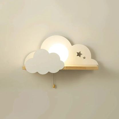 Whimsical cloud and moon-shaped wall lamp with a pull switch for easy operation, perfect for adding a touch of magic to Kiwi homes.