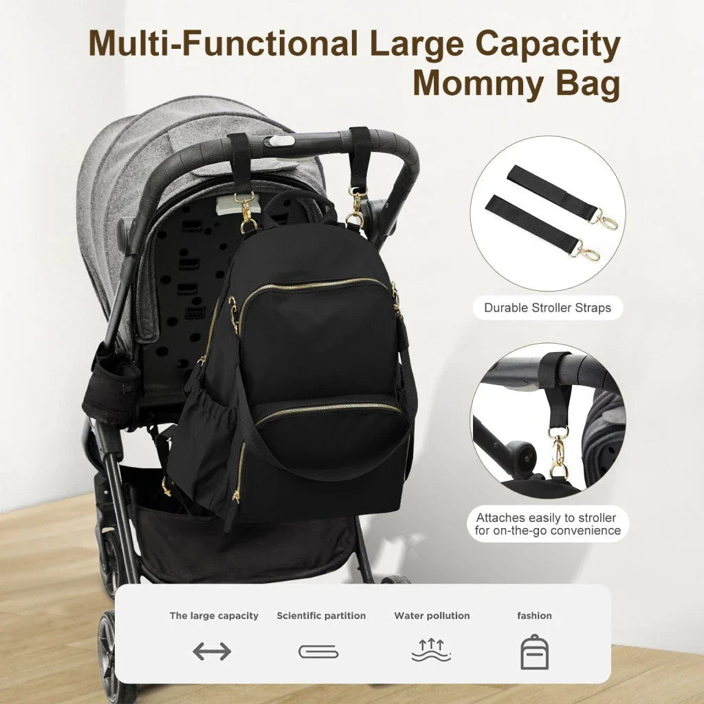 Versatile baby nappy bag backpack with multiple pockets, insulated bottle holders, and comfortable straps for busy Kiwi parents