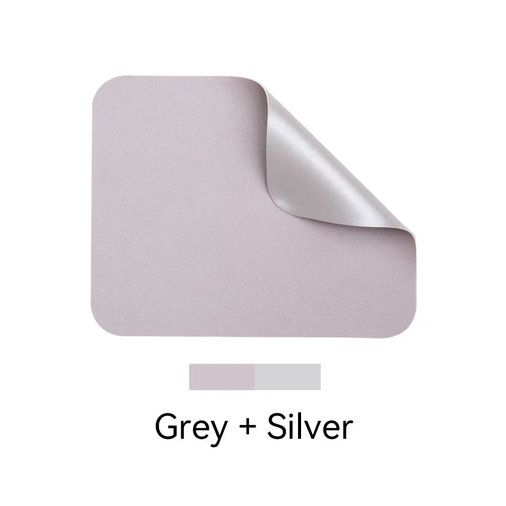 Colorful double-sided waterproof mouse pad with vibrant pink and silver design, perfect for enhancing Kiwi workspaces