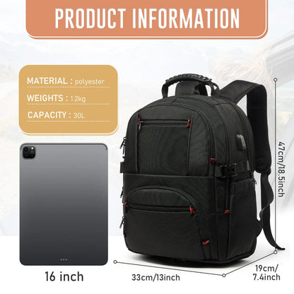 Versatile Business Travel Laptop Backpack with Spacious Capacity, Anti-Theft Design, USB Charging Port, and Water-Resistant Nylon Construction