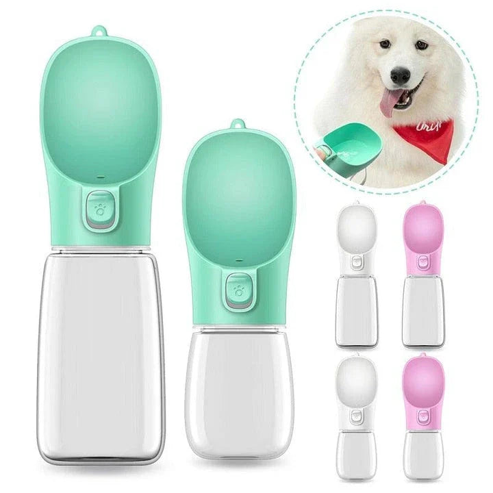 Versatile pet water bottle with 350ml or 550ml capacity, made of BPA-free materials and available in white, green, or pink colours