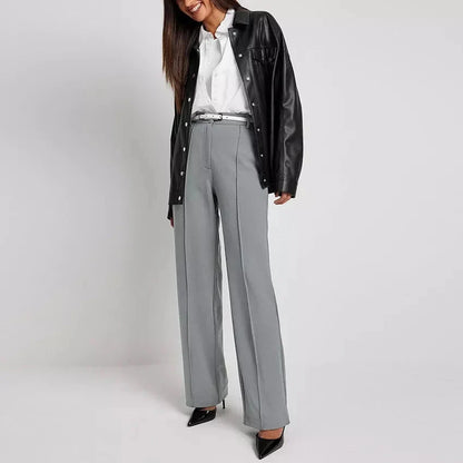 Timeless elegant high-waisted pleated wide-leg trousers for modern Kiwi women