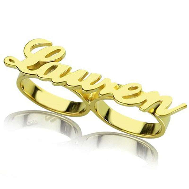 Stylish stainless steel personalized dual ring with elegant engraving, perfect for the modern Kiwi fashion enthusiast