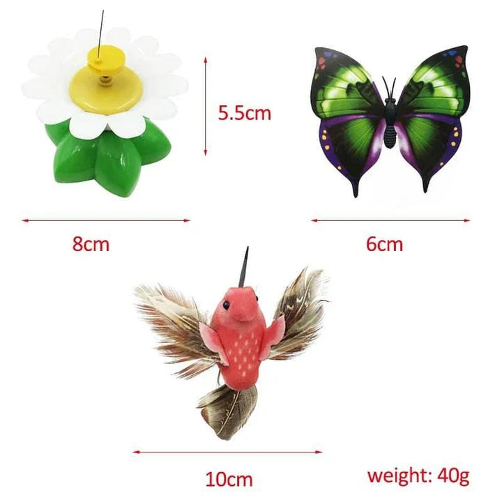 Colorful rotating butterfly cat toy with vibrant colors and mesmerizing motion