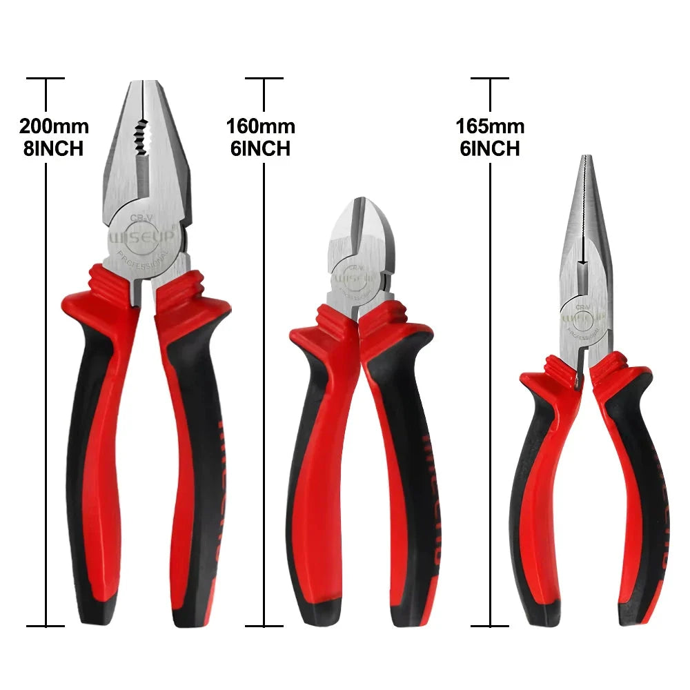 Versatile 3-piece pliers set made with premium chrome vanadium steel for durable and precise performance