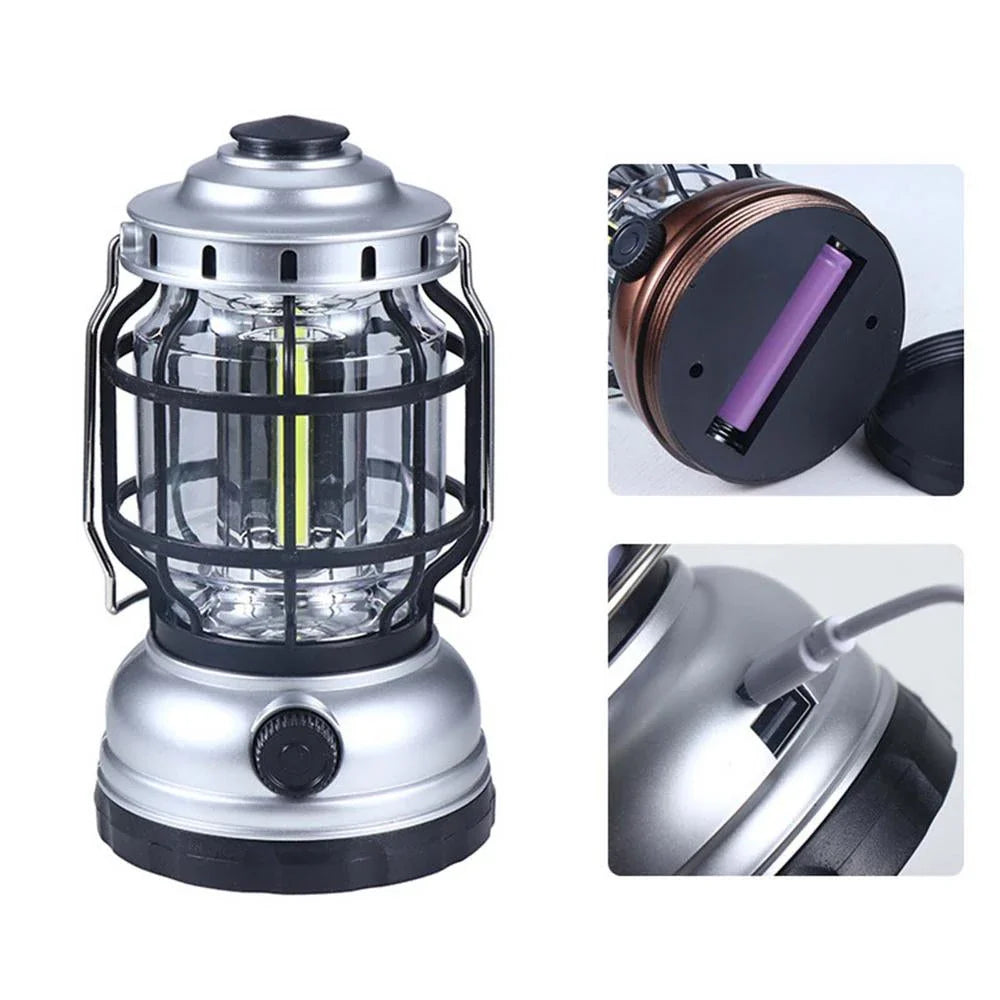 Tough and bright LED camp lantern with waterproof and rechargeable features