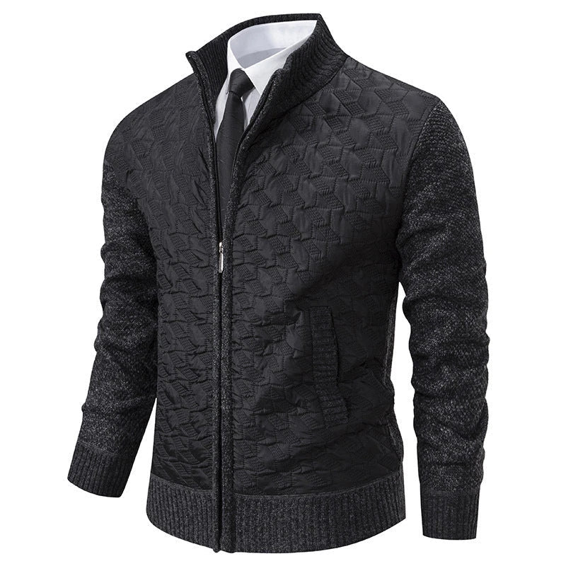 Premium winter jacket in slim-fit design with stand-up collar and long sleeves made of high-quality chenille fabric