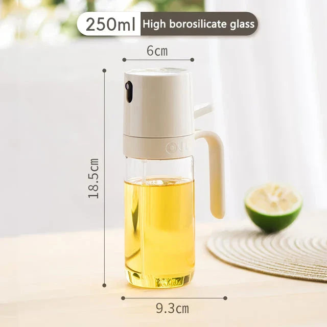 250ml high borosilicate glass oil spray bottle with ergonomic handle for precise and controlled oil misting