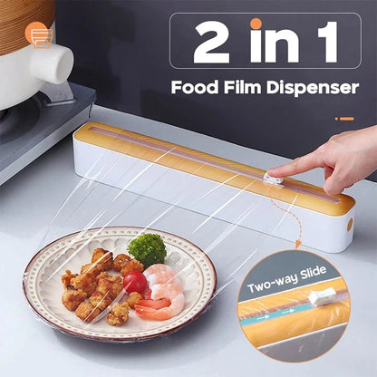 Versatile magnetic kitchen wrap dispenser with slide cutter for managing cling film, foil, and baking paper in a Kiwi kitchen