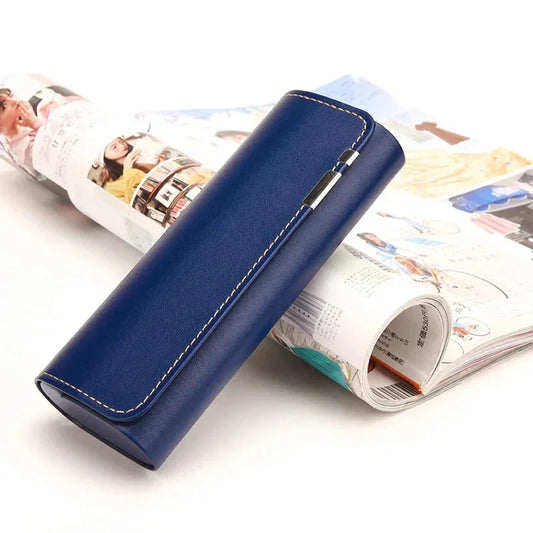 Elegant British-inspired PU leather glasses case with playful cartoon pattern