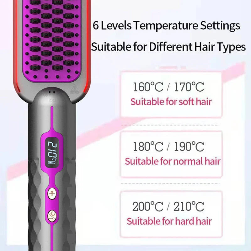 2-in-1 Hot Comb and Straightening Brush for achieving sleek, straight hair or perfect curls