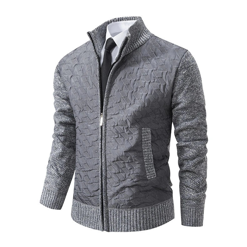 Premium winter jacket in slim-fit design with stand-up collar and long sleeves made of high-quality chenille fabric