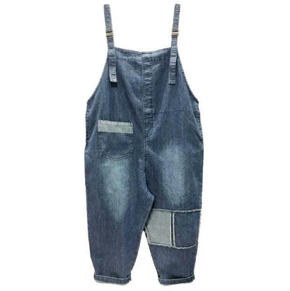 Premium, distressed denim overalls with a high-waisted fit and nine-inch leg length, designed for the modern Kiwi woman