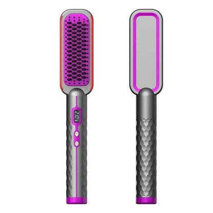 2-in-1 Hot Comb and Straightening Brush for achieving sleek, straight hair or perfect curls