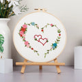 DIY heart embroidery kit with cotton cloth, Nordic style, and 20cm bamboo ring or taboret options