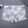 Men's mid-waist antibacterial boxer briefs in sizes L to 4XL with eight colour prints including Lemon and Coconut