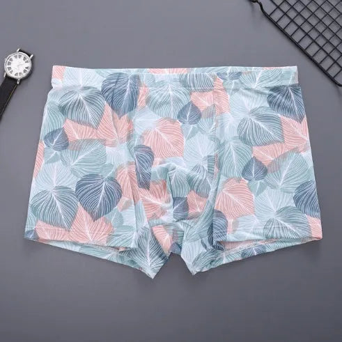 Men's mid-waist antibacterial boxer briefs in sizes L to 4XL with eight colour prints including Lemon and Coconut