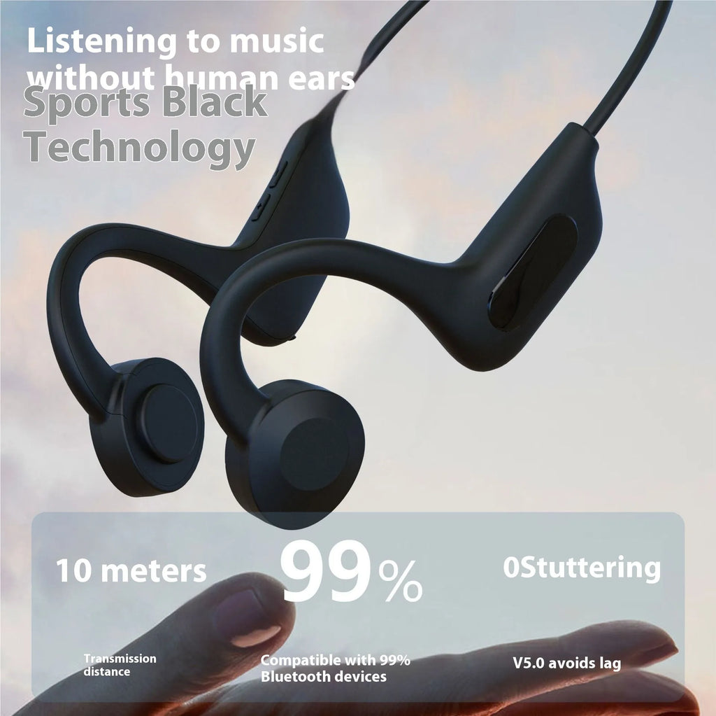 YYK-Q33 bone conduction wireless Bluetooth headset in Q33 Black with ear-mounted design