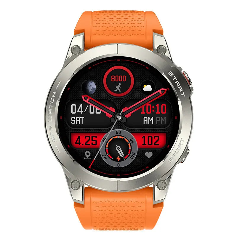 Black S53 outdoor GPS smart watch with zinc alloy frame and silicone band on a wrist.