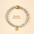 Gray moonstone crystal bracelet hand-woven with peach blossom strawberry quartz and pink sunstone 6mm beads