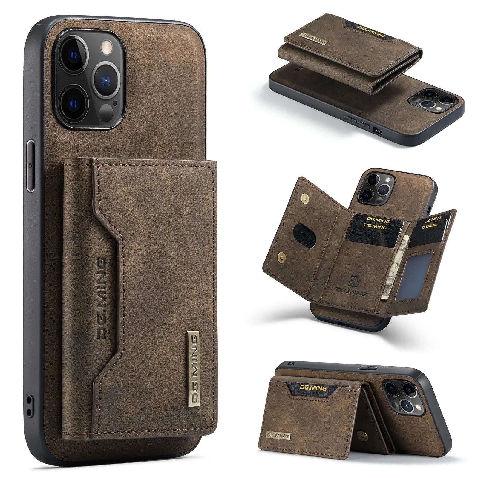 Wallet style magnetic card holder PU phone case for iPhone 16 series, retro design with multiple colour options