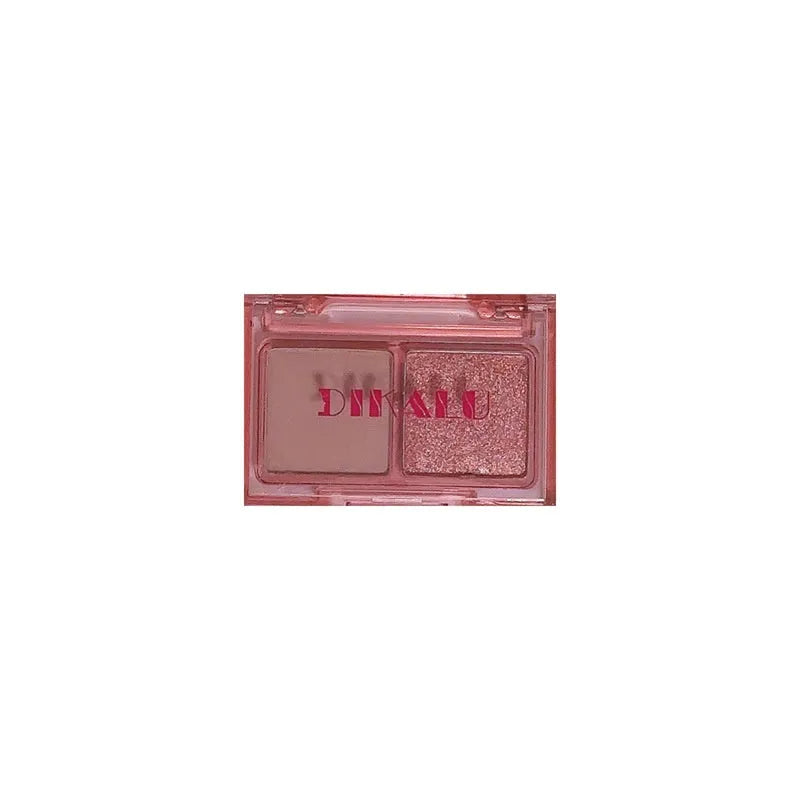 Cool two-tone eyeshadow plate showing five colour combinations including pink and black matte shimmer shades