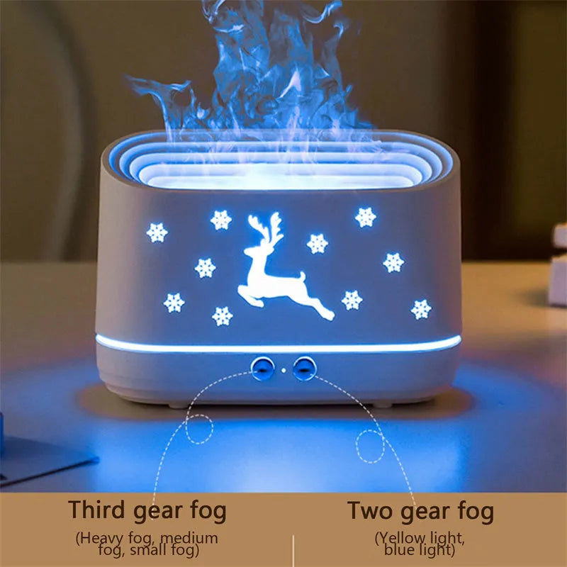 Elk Flame Humidifier Diffuser white plastic round shape realistic flame effect