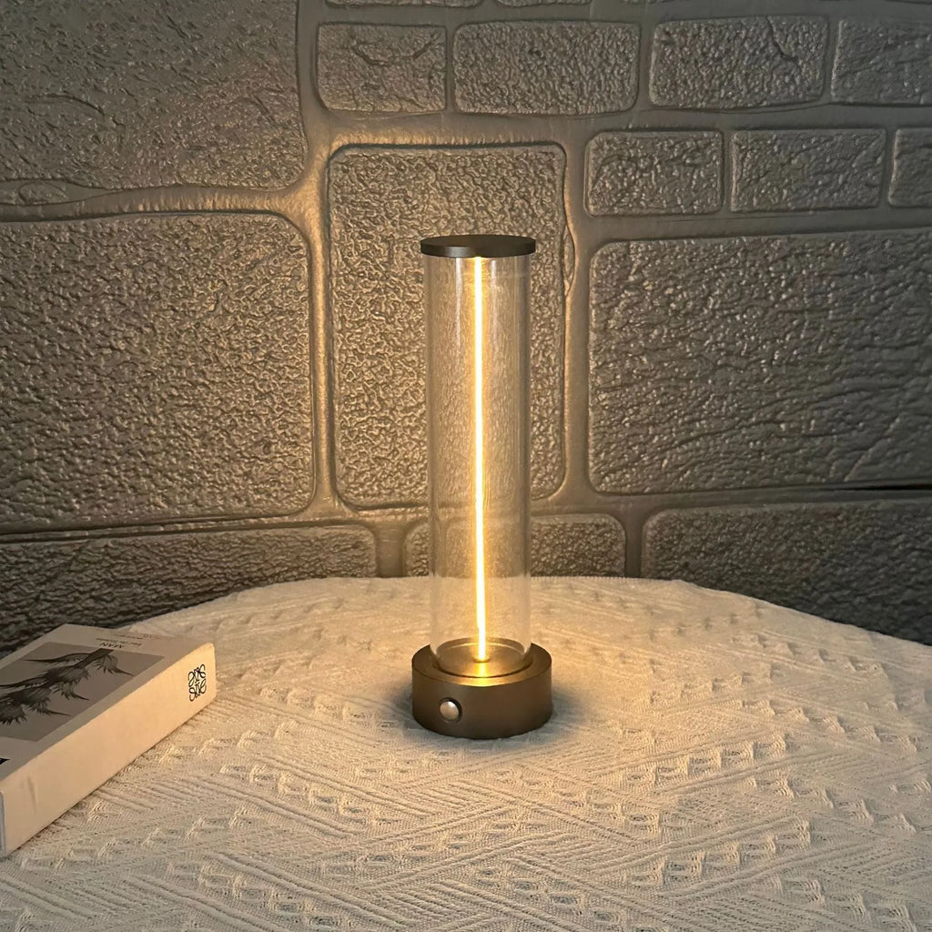 White modern glass USB LED light strip with magnetic base, dimensions 53mm by 234mm