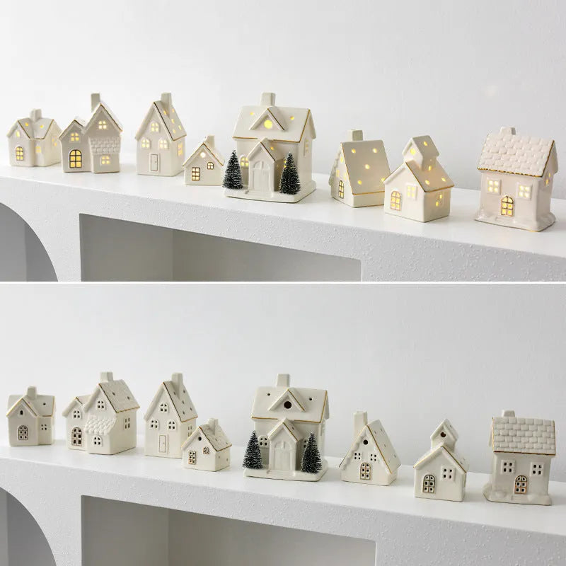 Creative Christmas tree house ceramic ornament in European villa style