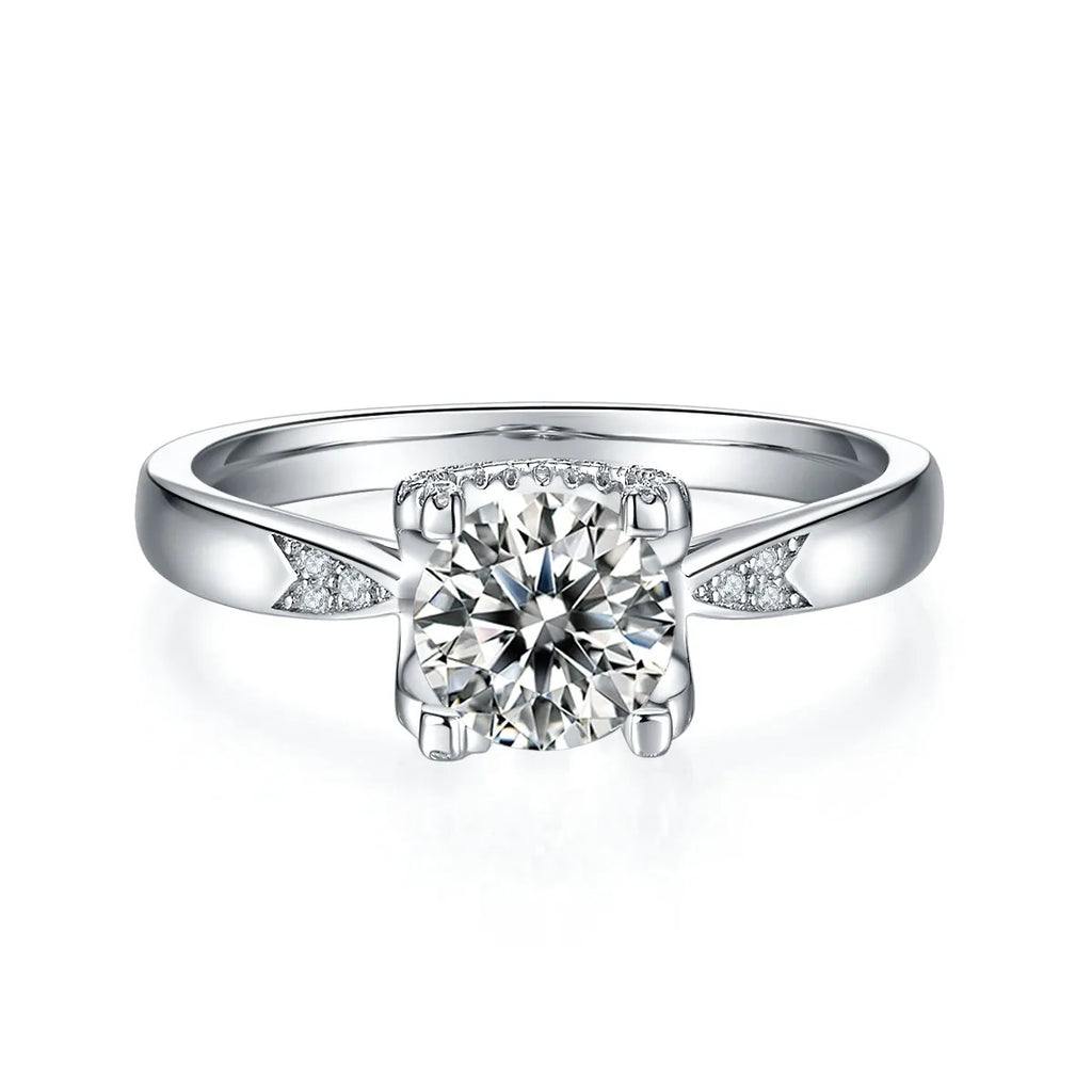 Star Guardian wedding ring set with 1-carat moissanite, S925 silver and platinum plating, sizes 5 to 9