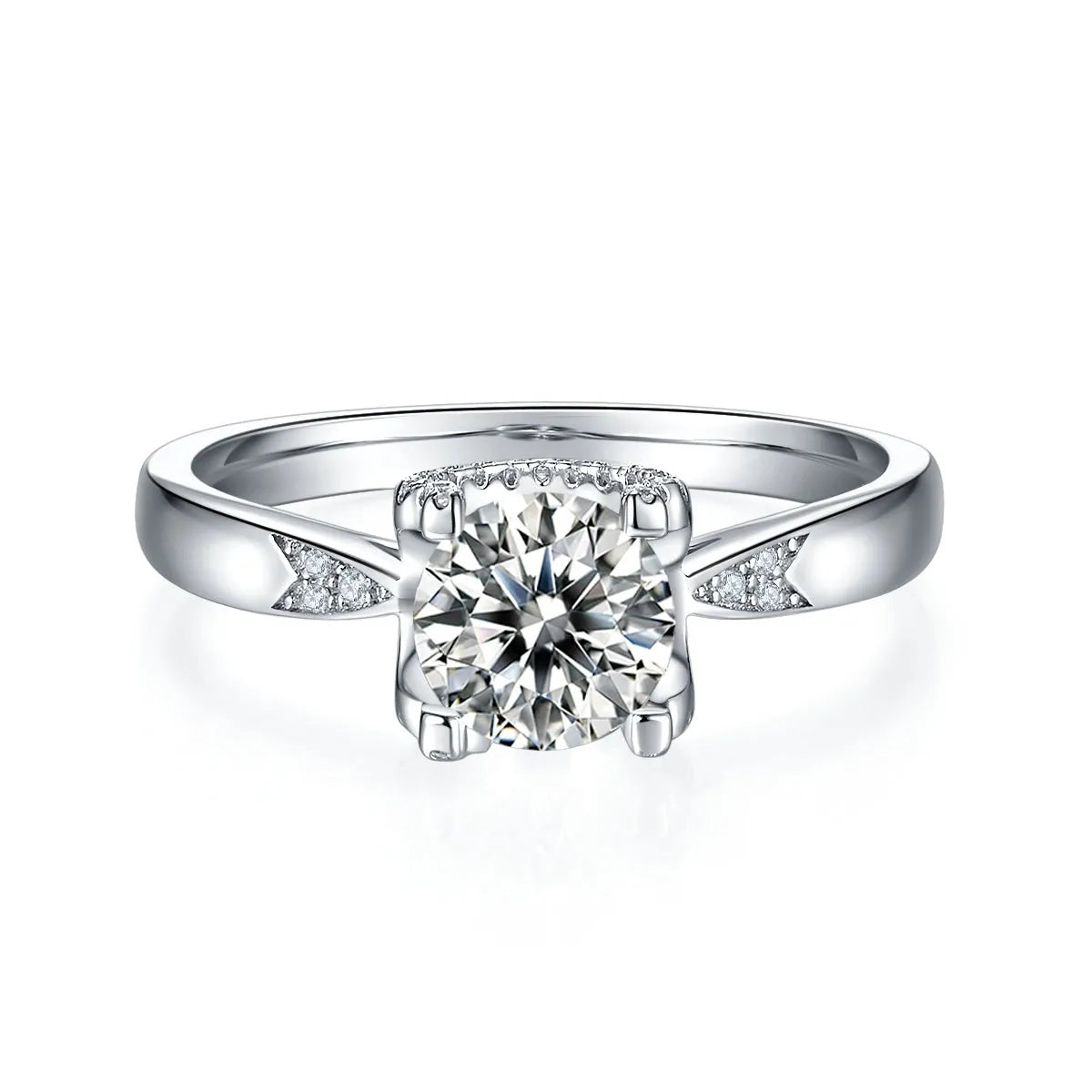 Star Guardian wedding ring set with 1-carat moissanite, S925 silver and platinum plating, sizes 5 to 9