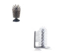 Grey rotating cup brush with two suction cups for wall mounting, shown cleaning a glass