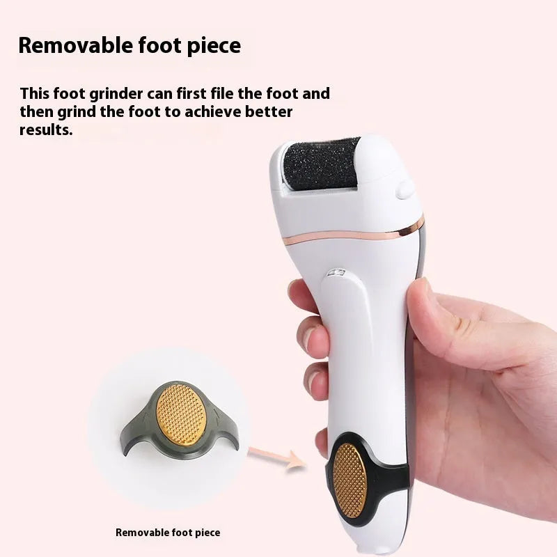 Household electric digital display foot grinder with three grinding heads and USB charging, in black