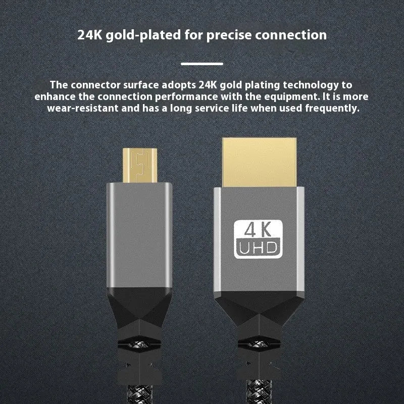 Black A-D USB data cable with gold-plated contacts for computer, TV, HD camera and digital camera, 4K video transmission