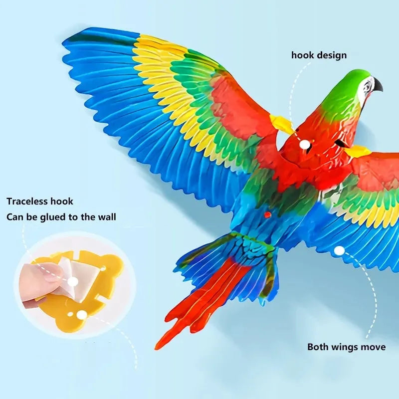 Plastic hanging simulation bird cat toy with rotating action in 25cm or 43cm size