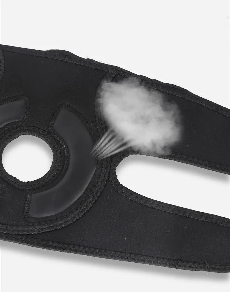 Black anti-cold knee pad with electronic pulse massage, four massage contacts, and USB rechargeable power