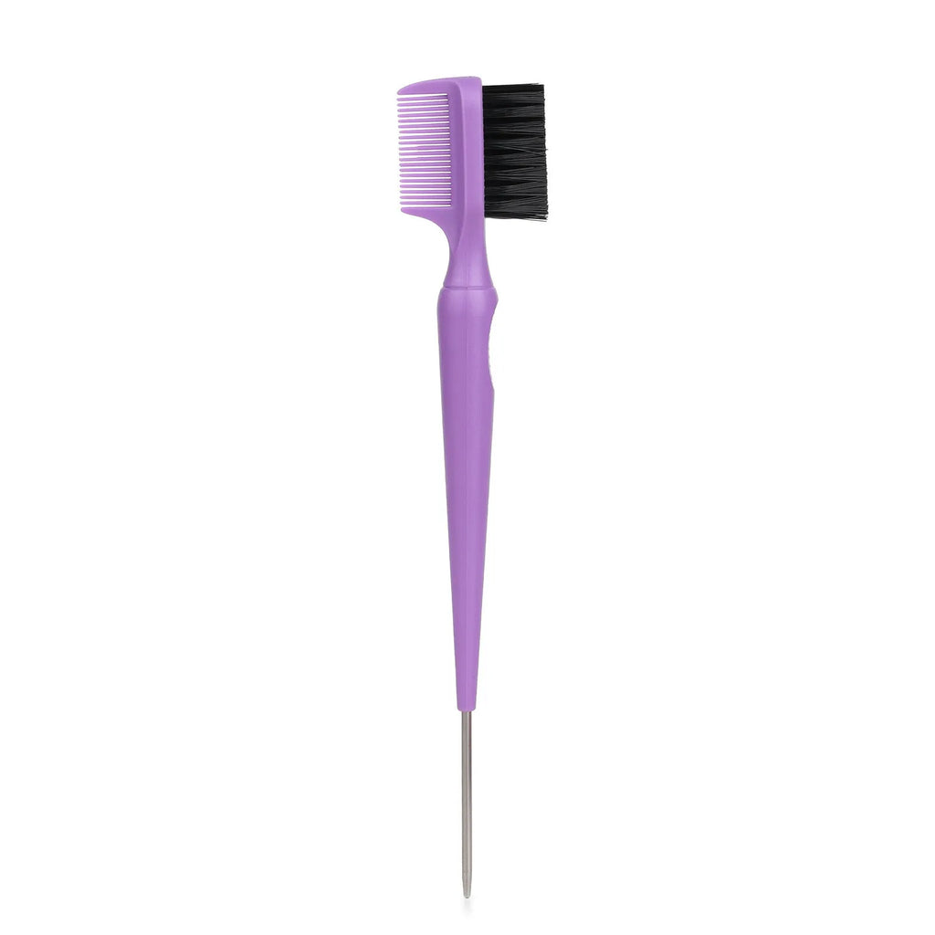 Double-headed steel needle eyebrow brush cleaner in black with plastic handle, over 20cm long